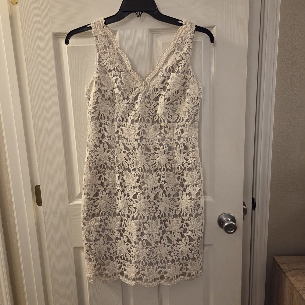 Ann Taylor Petite sz 6P crochet lace overlay dress NWT wedding event feminine